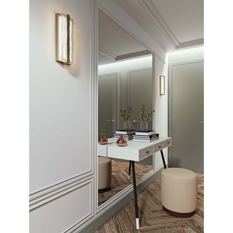 Astoria Flush Mounted Sconce, Satin Brass