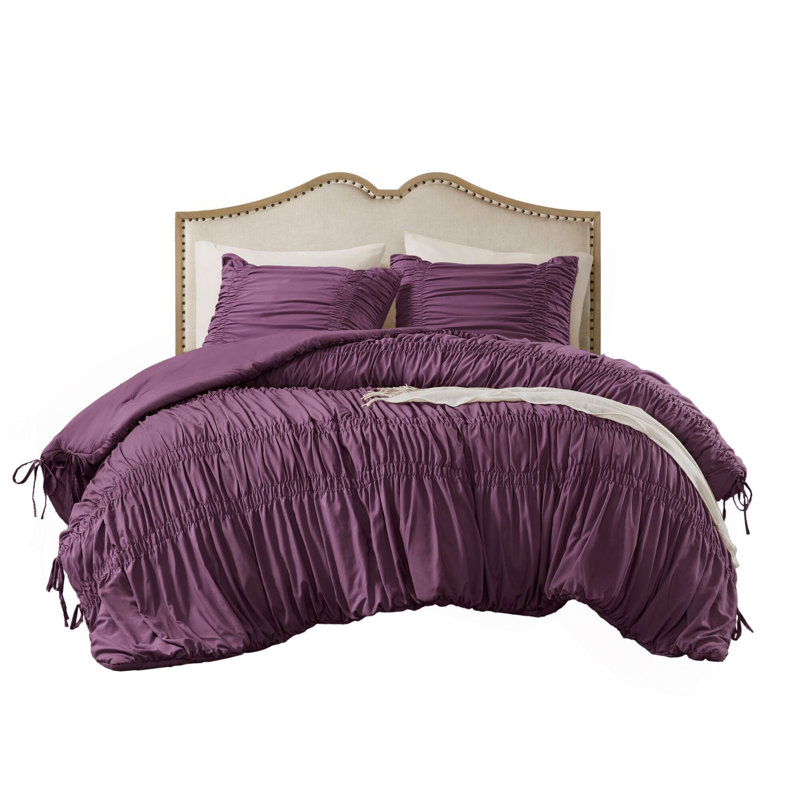 Ensemble d'édredon pour grand lit 3 pièces, Édredon pour grand lit + 2 taies décoratives, Mauve