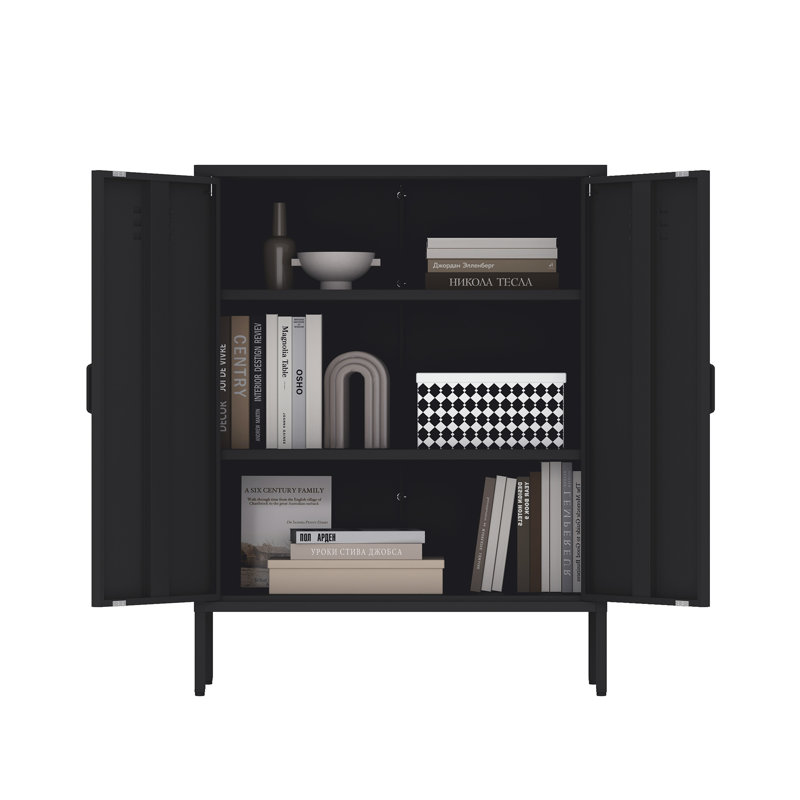 Bargale 31.5 Accent Cabinet with 3 Adjustable Shelves, Black