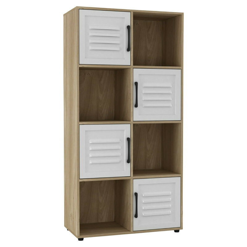 Bernth 119cm H x 60cm W Cube Bookcase, Oak/White