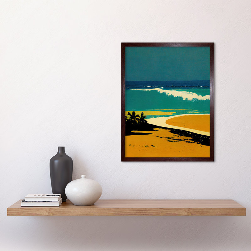 Honopu Beach Coastline Summer Hawaii - Print, Brown Framed Paper, 43cm H x 33cm W x 2cm D