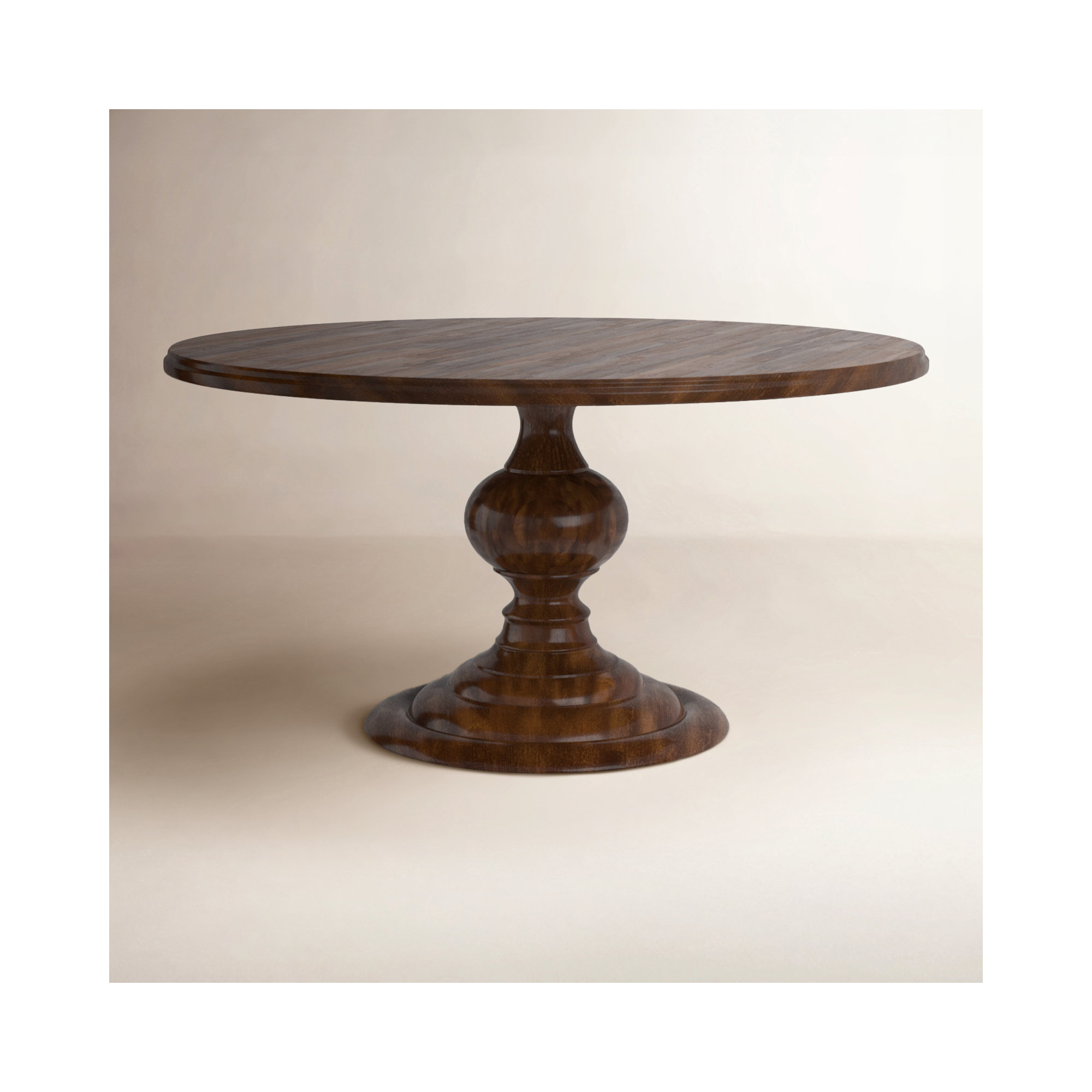 Tanisha Mango Solid Wood Pedestal Dining Table, 60" W x 60" L, Dark Oak