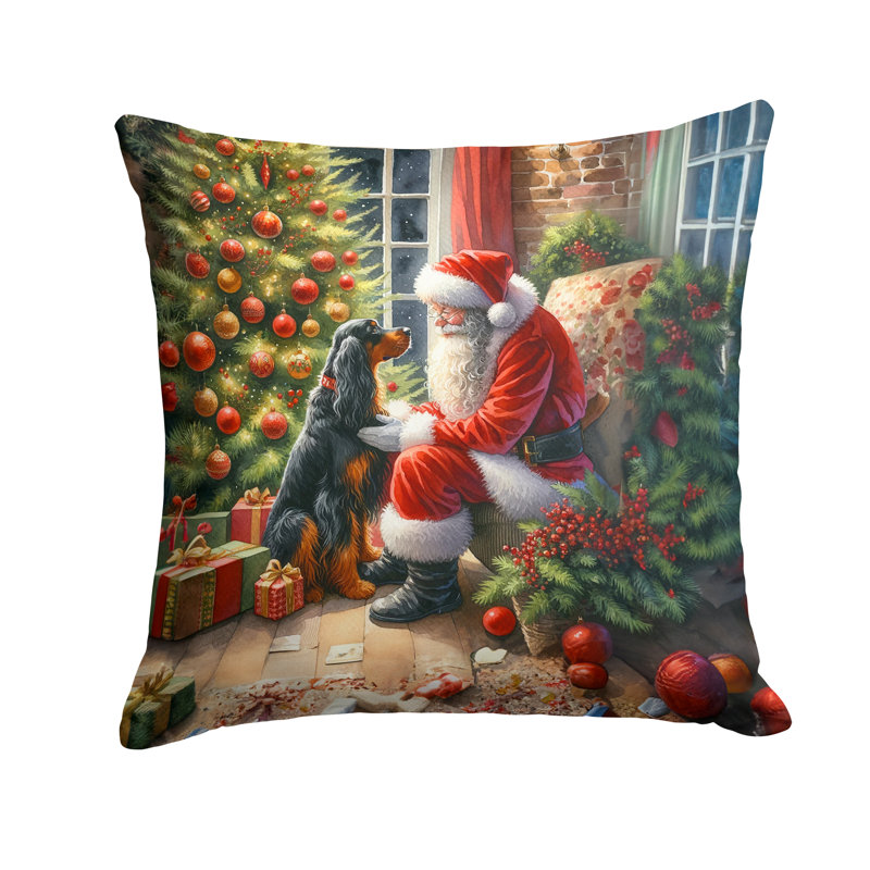 Coussin décoratif Gordon Setter and Santa Claus, H 14 po x l 14 po