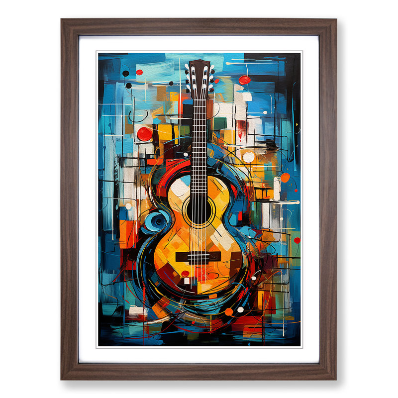 Acoustic Guitar Expressionism - Framed Print, Walnut, 34cm H x 25cm W x 2cm D