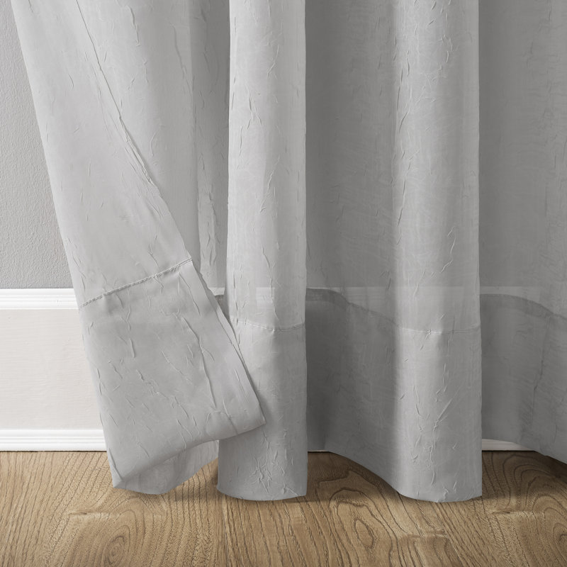 Ciaran Crushed Sheer Voile Grommet Curtain Panel, 51" W x 95" L, Silver Gray