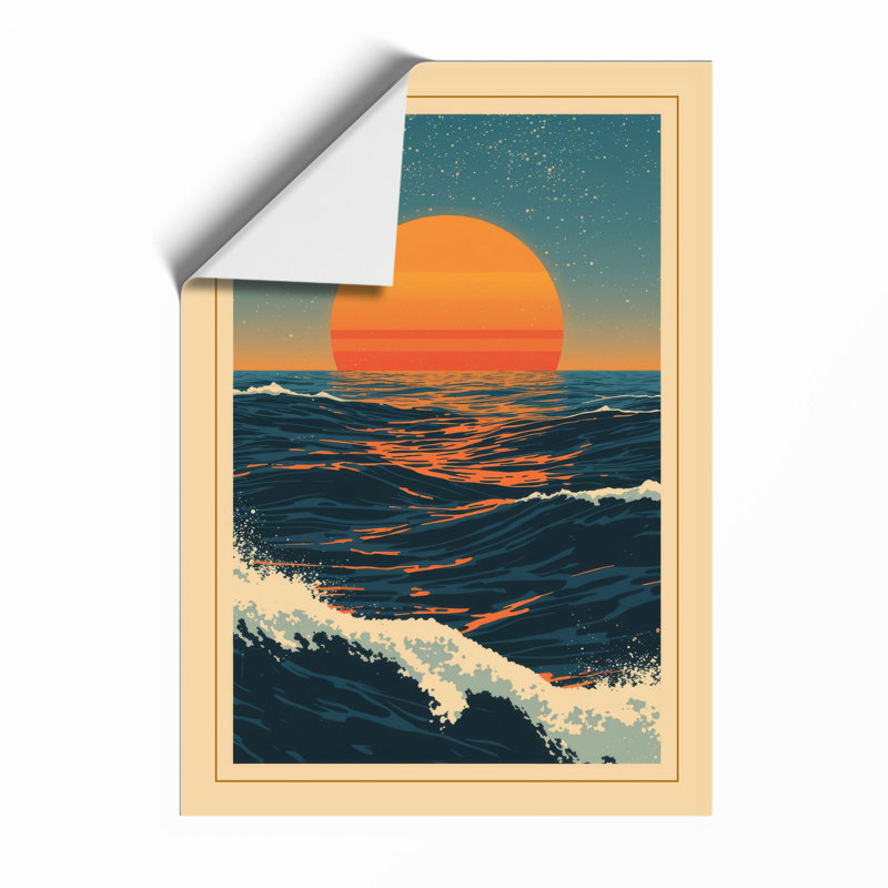 Sun Over Waves Coastal - Print, Unframed, A4 - 29.7 x 21.0 cm