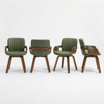 Dundrod Faux Leather Upholstered Swivel Dining Armchair