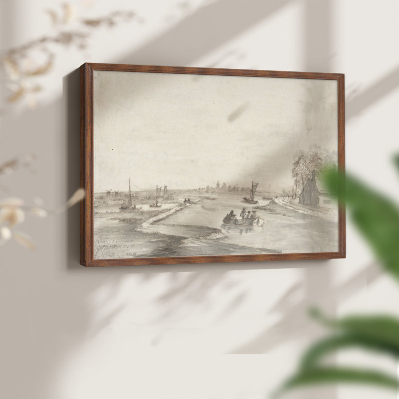 Croquis rétro - XXI - Reproduction encadrée - Restickable, H 16 po x l 20 po, Noyer