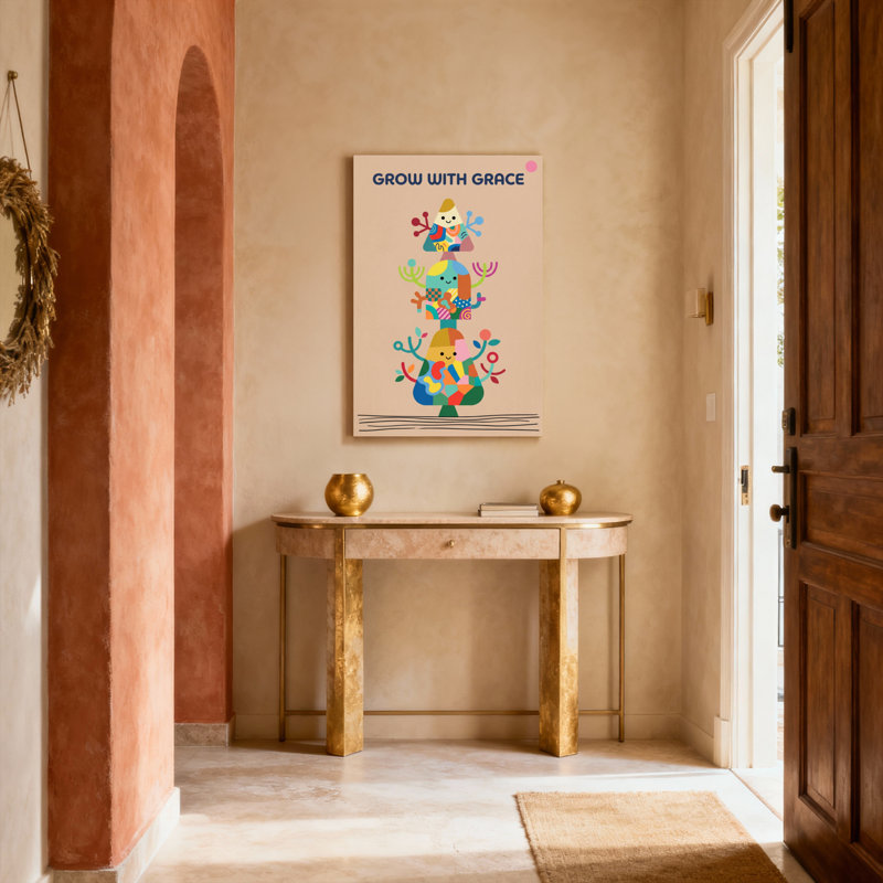 Ensemble de 1 tableau sur toile tendue représentant un arbre coloré, H 24 po x l 16 po