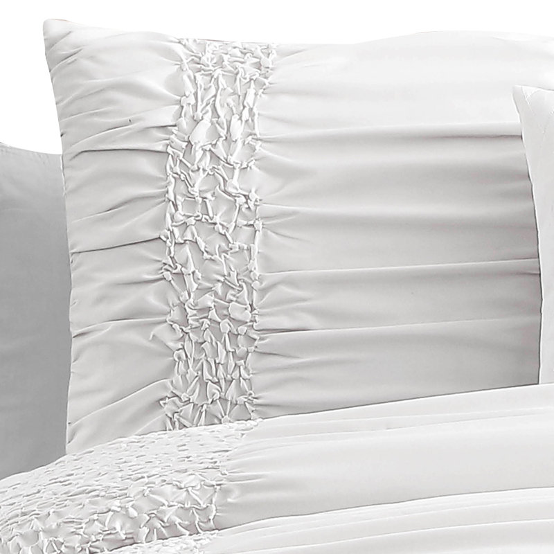 Ensemble d'édredon 4 pièces en microfibre blanche, Édredon simple + 1 taie décorative + 2 coussins