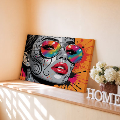 Impression sur toile colorée, moderne, Pop Art, Portrait de femme, lunettes de soleil, impression sur toile pour le salon, la chambre à coucher, le bureau, le couloir, le vestibule, le mur de la galerie et la décoration intérieure moderne