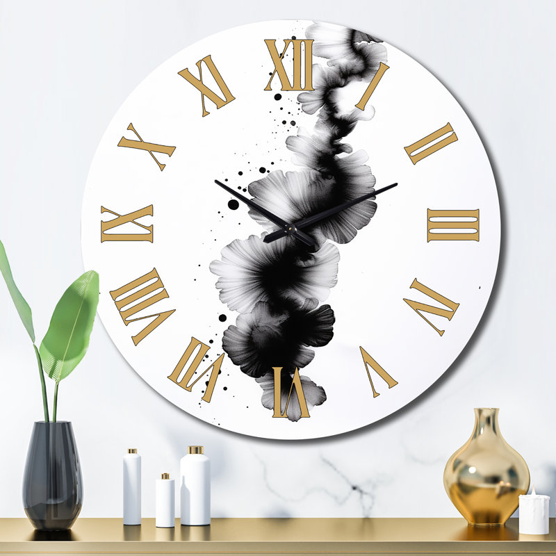 Horloge murale abstraite Sub l'encre monochromatique, Grand