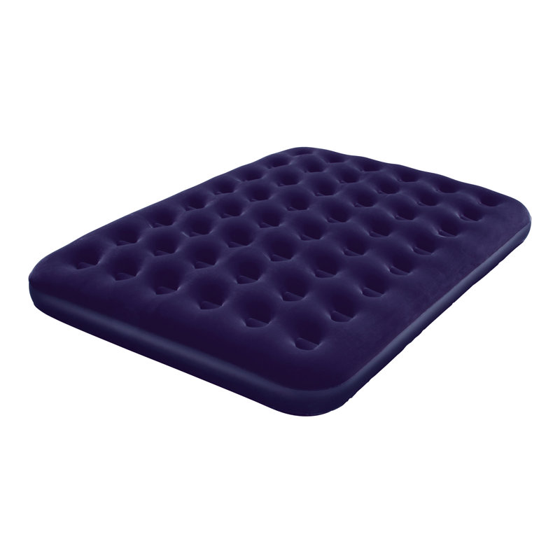 Blue Queen Flocked Air Mattress with Pump