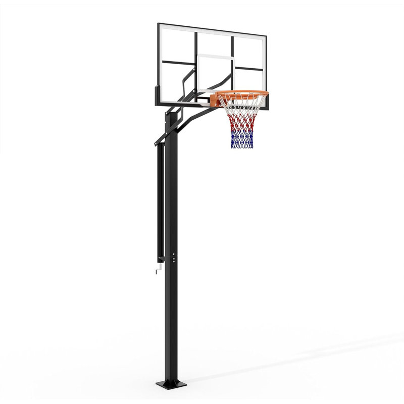 Panier de basketball encastré réglable 7,5 à 10 pi, panneau incassable de 55 po, rebord en acier massif, sécuritaire pour la cour