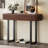 Solid Wood Entryway Table with Fluted Design, Retro Minimalist Console with Storage and Metal Legs-424070103