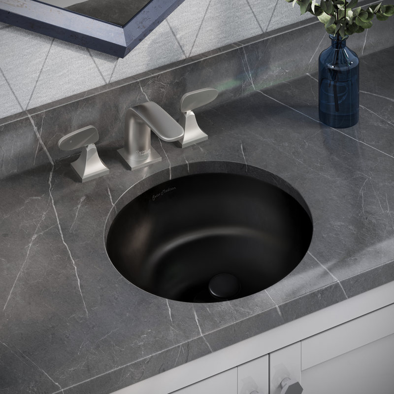 Monaco 16" Ceramic Undermount Bathroom Sink, Matte Black