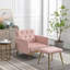 Fauteuil d'appoint en velours avec accoudoirs et dossier réglables, fauteuil capitonné à boutons, fauteuil inclinable simple avec repose-pieds-1053432827
