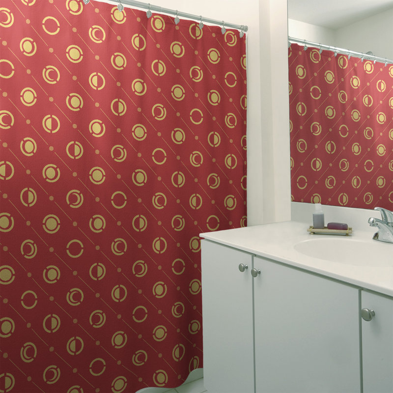 Rideau de douche à phases simples classic moon Noira Gothard, Rouge / Moutarde