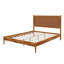 Lit plateforme de style moderne du milieu du siècle avec tête de lit en cuir végétalien tissé à la main et structure en bois d'acacia massif-1561176309