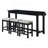 4Pc Counter Height Dining Set Black Finish Counter Height Table W Drawer Built-In USB Ports Power Outlets And 3 Stools Casual Dining Furniture-1565260791-1565260790-1565259786