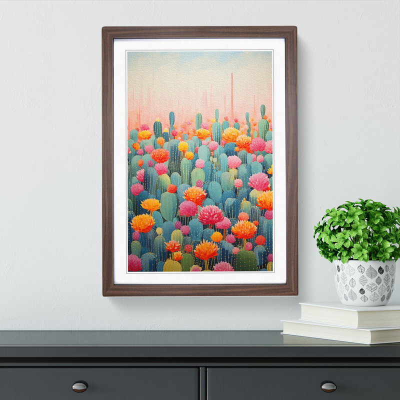Cactus Colour Field - Framed Print, Walnut Framed, 64cm H x 46cm W x 2cm D