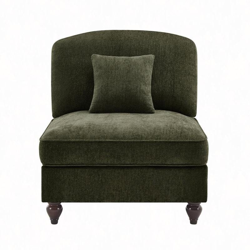 Canapé sans accoudoirs en chenille avec 1 coussin, Vert