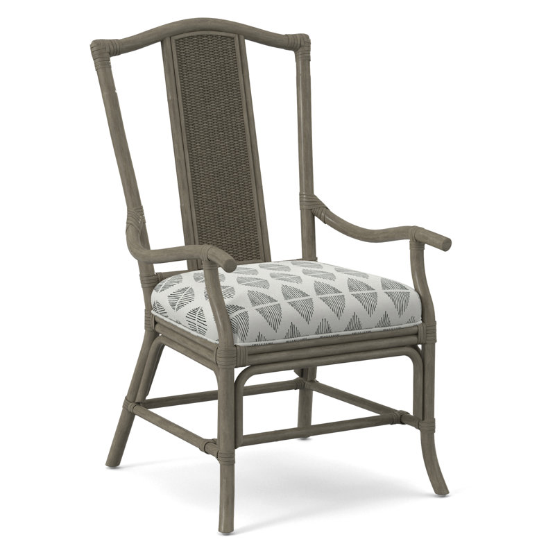 Drury Lane Slat Back Dining Arm Chair, White Textured Performance; 0865-91, Stone Hearth