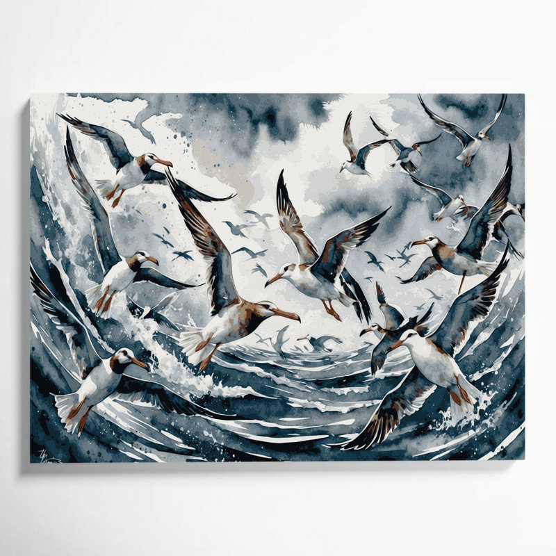 Oiseaux, art mural sur toile vert Fulmar, H 11 po x l 14 po