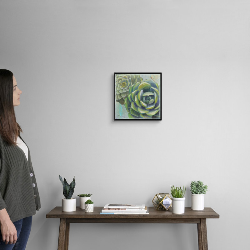 Succulents II, art mural sur toile, H 12 po x l 12 po x P 1,75 po, Toile avec cadre noir