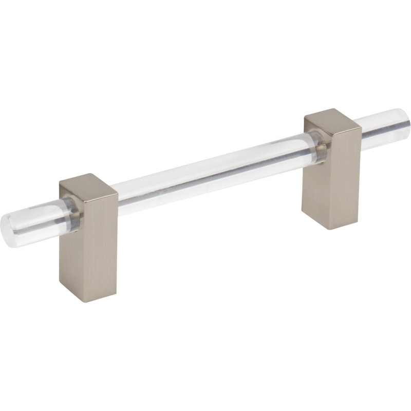 Modern Satin Nickel and Acrylic Bar Pull with Mounting Hardware