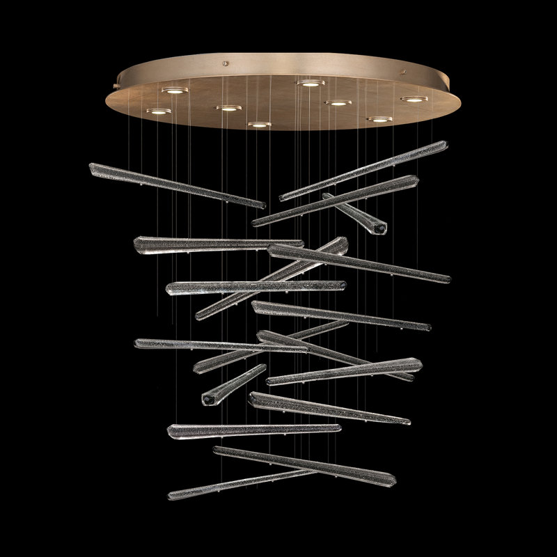 Luminaire suspendu géométrique à 8 lumières Elevate, Doré, Argent