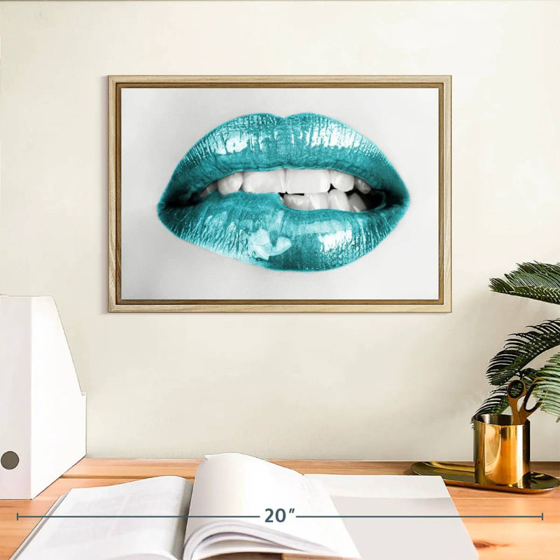 Bouche à lèvres, Cadre flottant en bois naturel, 13 po x 9 po