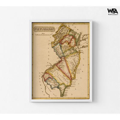 New Jersey 1817 par cartes anciennes, carte antique du New Jersey, bureau de professeur d'histoire, carte américaine, décoration de bureau à domicile, bureau principal
