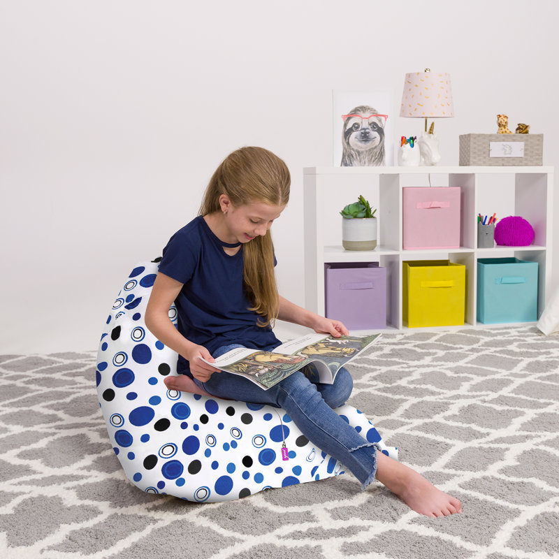 Bean Bag Cover, 100L - Medium, Canvas Bubbles Blue and White