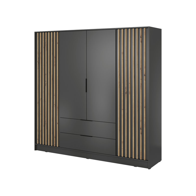 Theroux 4 Door Wardrobe, Graphite/Lamela Artisan