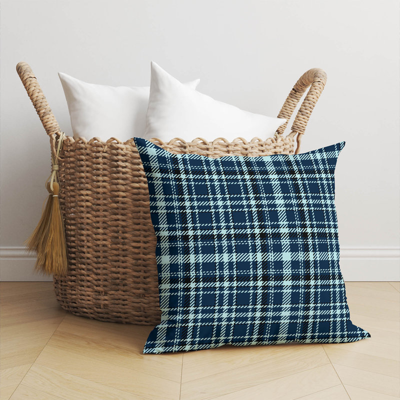 Coussin Rocky Tartan, H 20 po x l 20 po, Marine