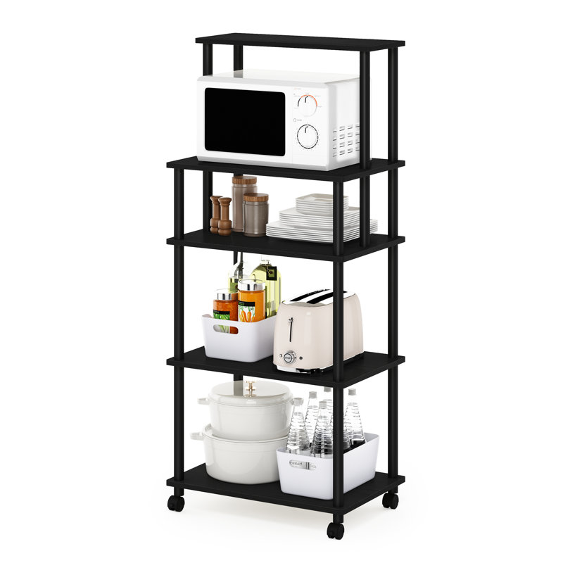 Romie Wood Kitchen Cart, Black Oak/Black