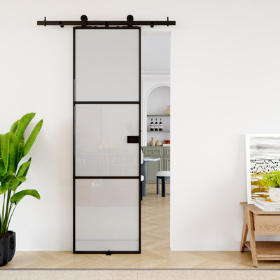 Ry 𝑨𝒔𝒔𝒆𝒎𝒃𝒍𝒚 𝑹𝒆𝒒𝒖𝒊𝒓𝒆𝒅 𝑷𝒂𝒏𝒆𝒍, portes de garde-manger coulissantes en métal en verre givré en aluminium H 80 po avec trousse de quincaillerie d'installation