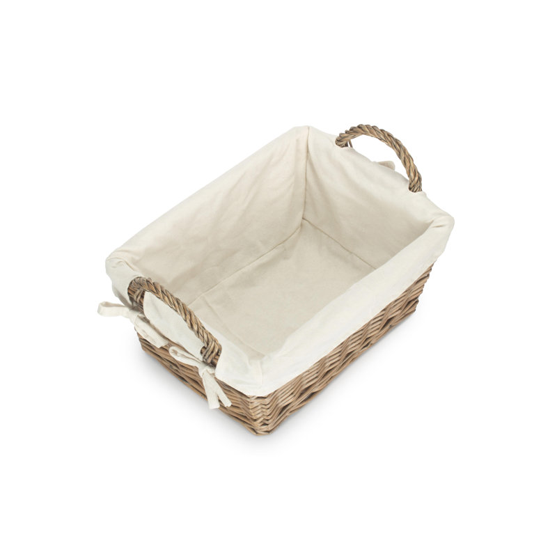 Wicker Lined Storage Basket with Handles, 25cm H x 29cm W x 39cm D