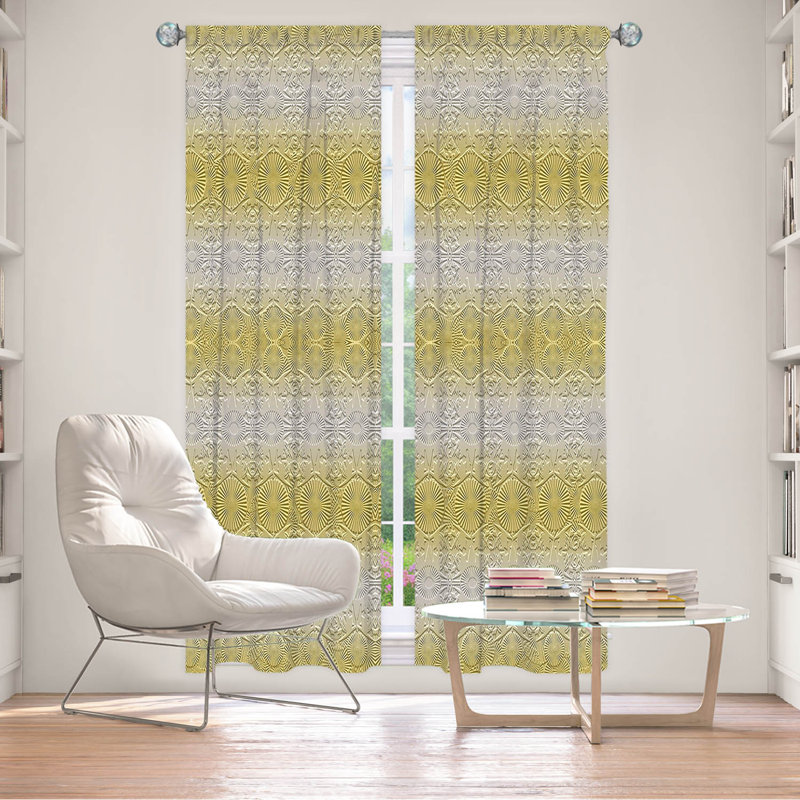 Paire de rideaux obscurcissant en polyester Birty, Jaune/gris, L 20 po x L 52 po