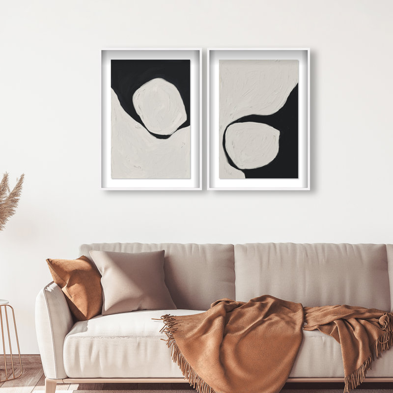 Neutral Balance Set Set by Oliver Gal, 46.5" H x 31.5" W, White Shadowbox