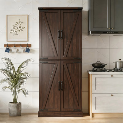 Home Office Organizer And Storage Cabinet With Rustic Doors And Adjustable Shelves For Versatile Use