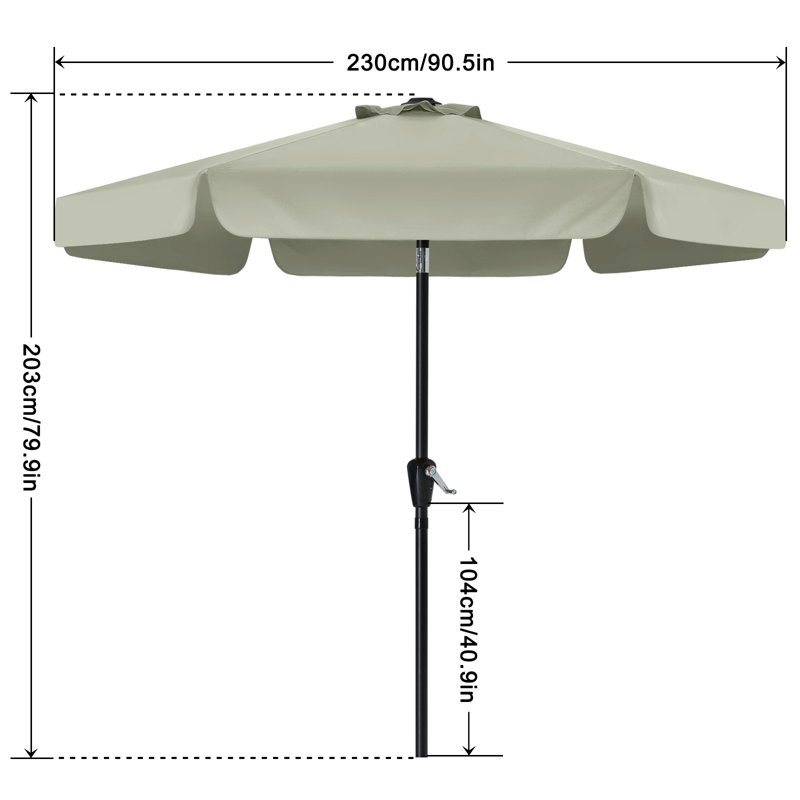 Parasol de marché 9 pi Hobert, H 79,9 po x l 90,5 po x P 90,5 po, Gris clair