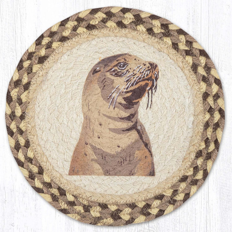  Trivet de jute imprimé marine 10 po x 10 po Marine Life