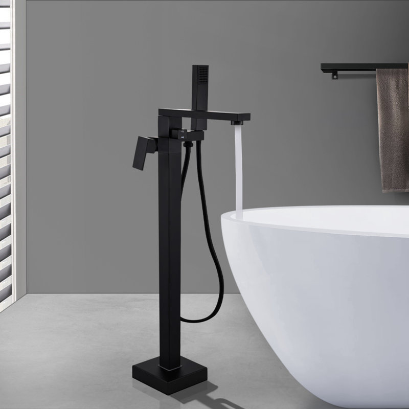 Freestanding Tub Filler with Diverter, Matte Black