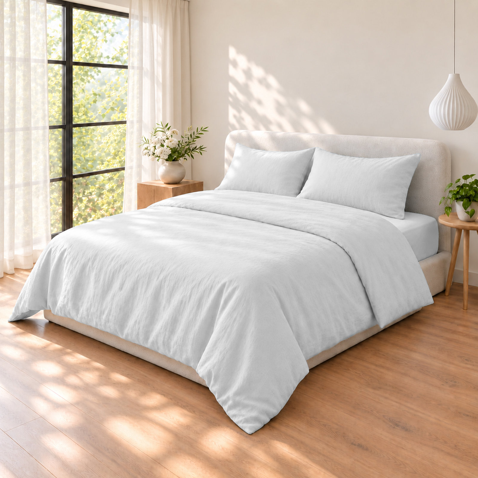 Clara 100% French Linen Duvet Cover Set with Shams, King, Light Gray