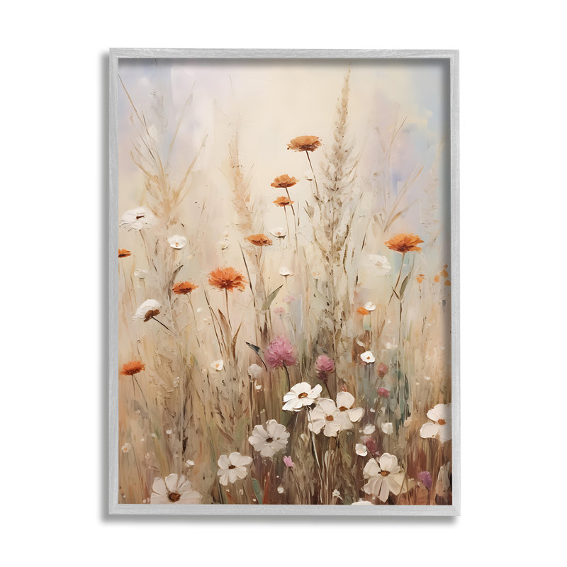 Bb-293 - Peinture de prairie sauvage encadrée, peinture sur bois, Estampe numérique Farmhouse, H 20 po x l 16 po x P 1,5 po