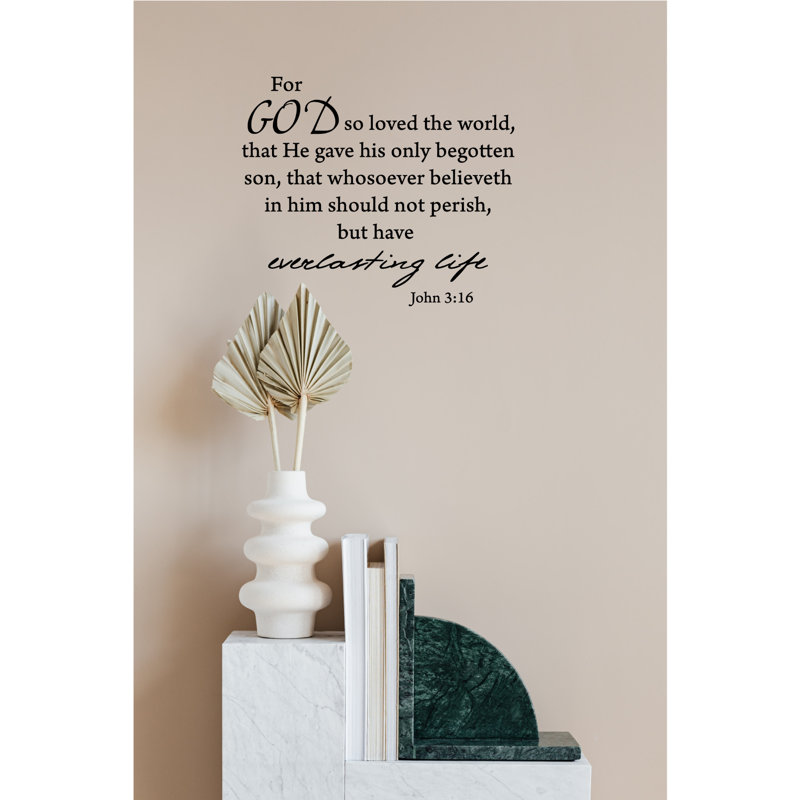 Jean 3: 16 pour Dieu, tant aimé verset de la Bible, autocollant mural d'inspiration chrétienne, décoration biblique pour chambre à coucher, salon ou bureau