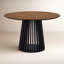 Burgal Oak Round Solid Wood Base Dining Table-664894821