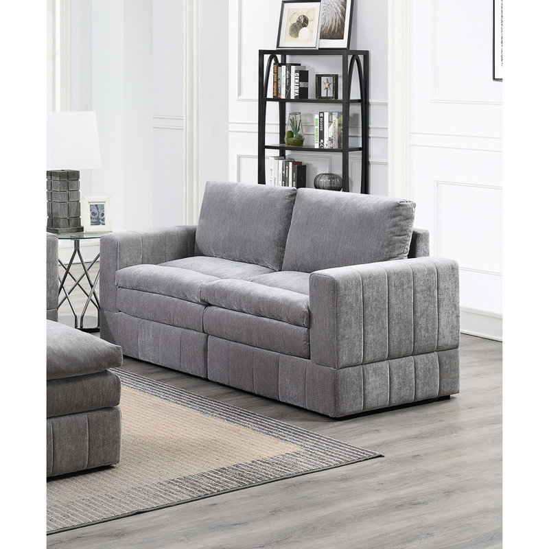 6 pièces Modulaire - Coussin modulaire moderne en suède de couleur graphite